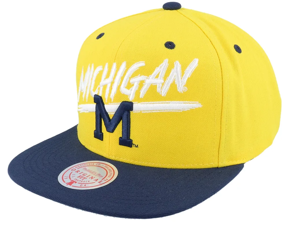 Mitchell & Ness Men's Ncaa Transcript Snapback Michigan sold by Zulily
