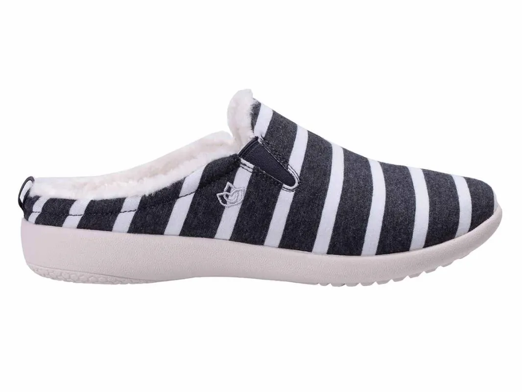 Spenco Dundee Grey/White Stripe Women's Slippers sold by Zulily