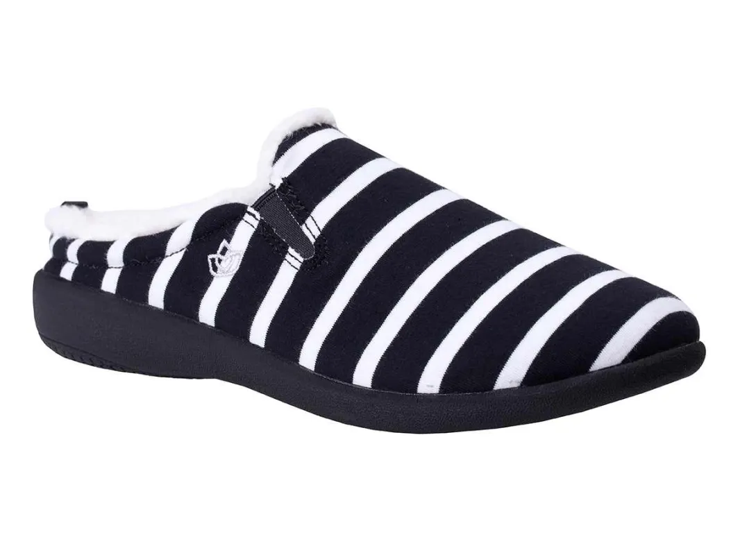 Spenco Dundee Black/ White Stripe Women's Slippers sold by Zulily