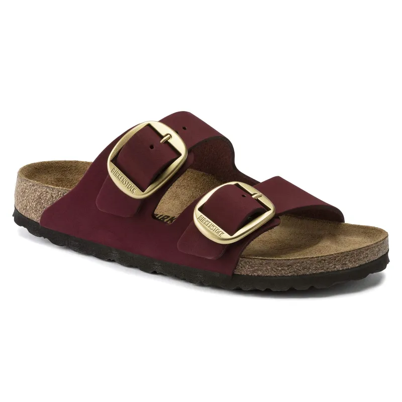 Birkenstock Arizona Big Buckle Nubuck Leather Maroon Sandals sold by Zulily
