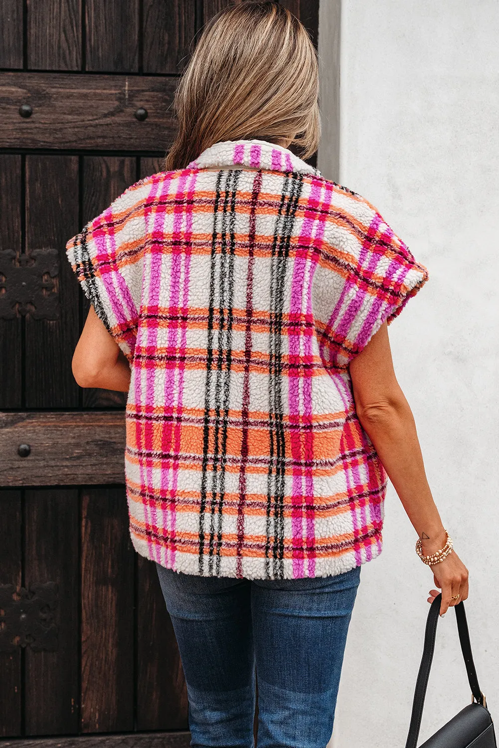 Threaded Pear Molly Sherpa Plaid Jacket Vest sold by Zulily product image thumbnail 2