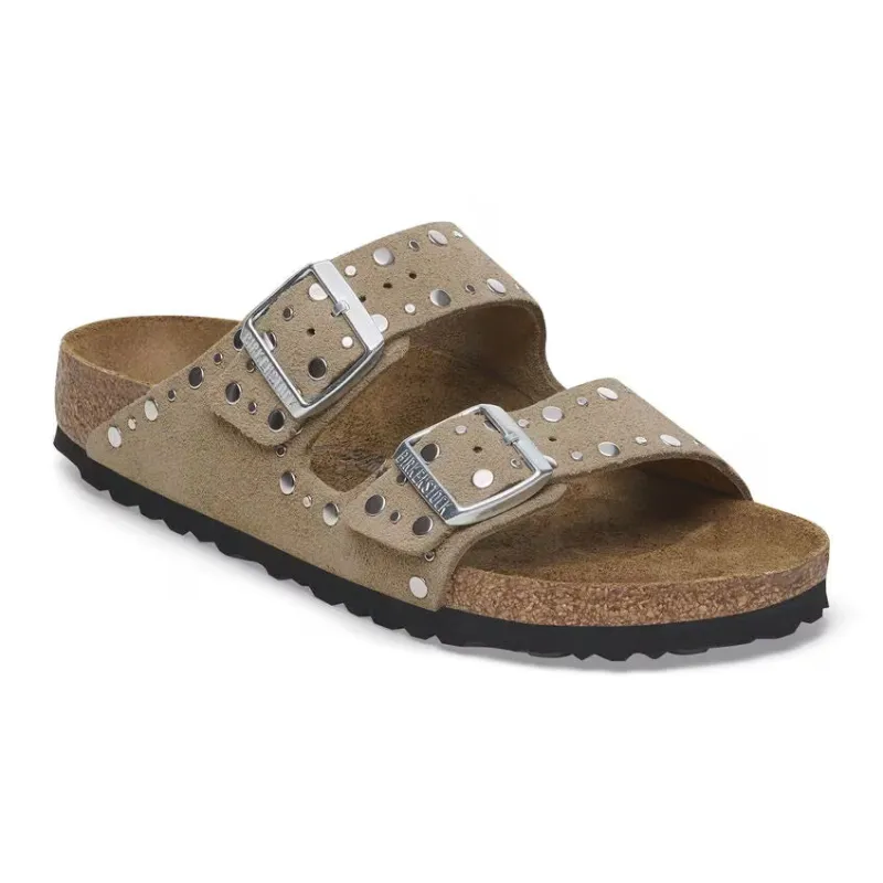 Birkenstock Arizona Big Buckle Rivet Logo Velvet Taupe Sandals sold by Zulily