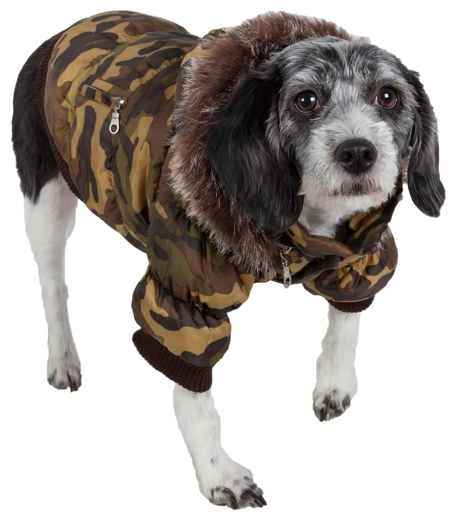 Pet Life ® Metallic Fashion Pet Parka Coat - Forest Camouflage - X-Large sold by Zulily