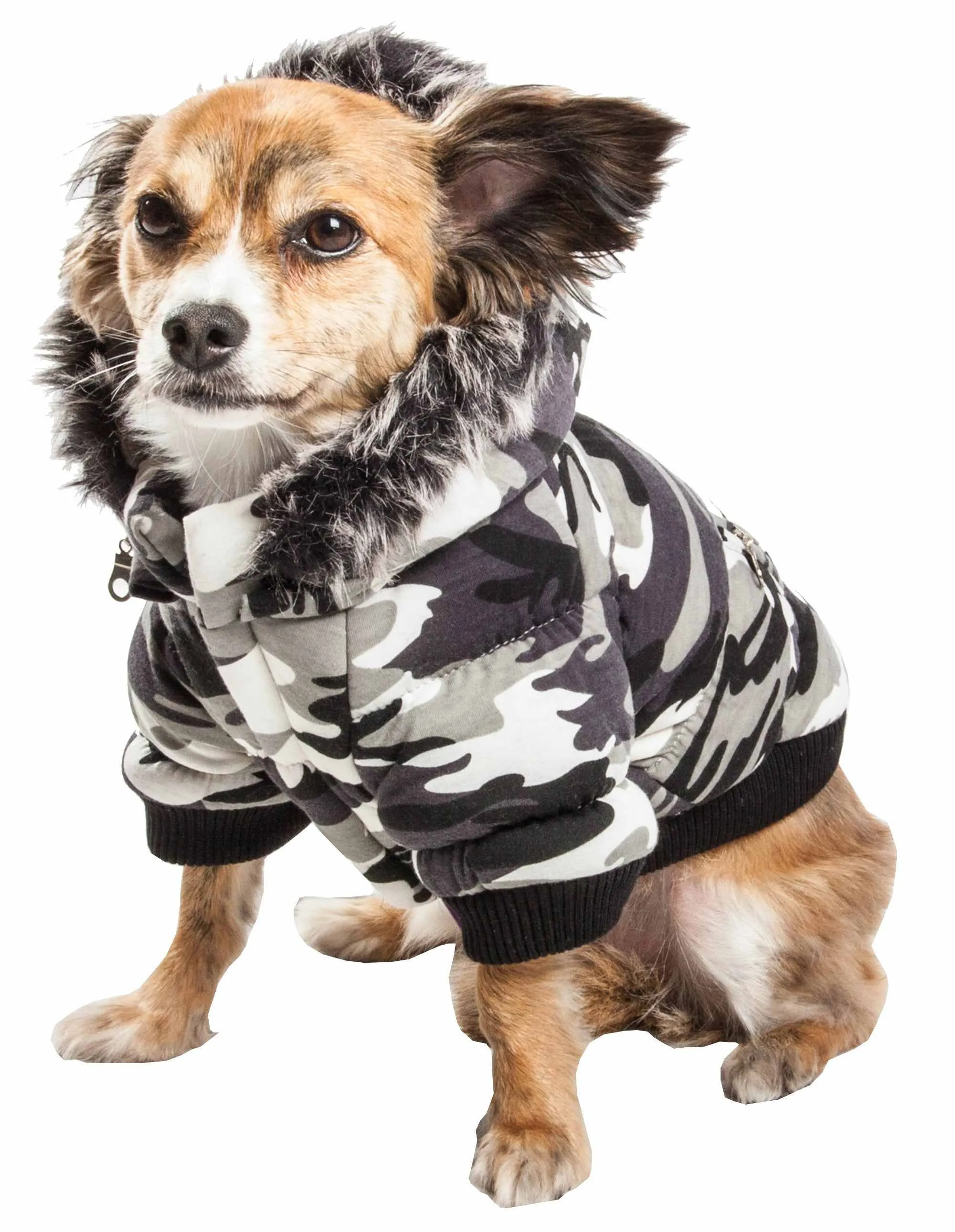 Pet Life ® Fashion Pet Parka Coat - Snow Camouflage - Small sold by Zulily