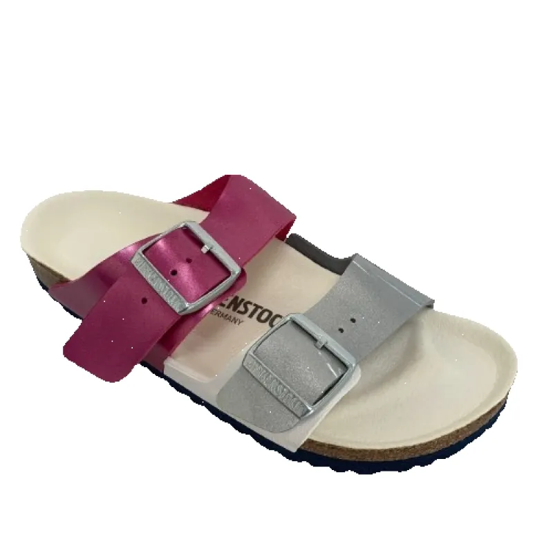 Birkenstock Arizona Split Birko-Flor Steel Magenta Sandals sold by Zulily