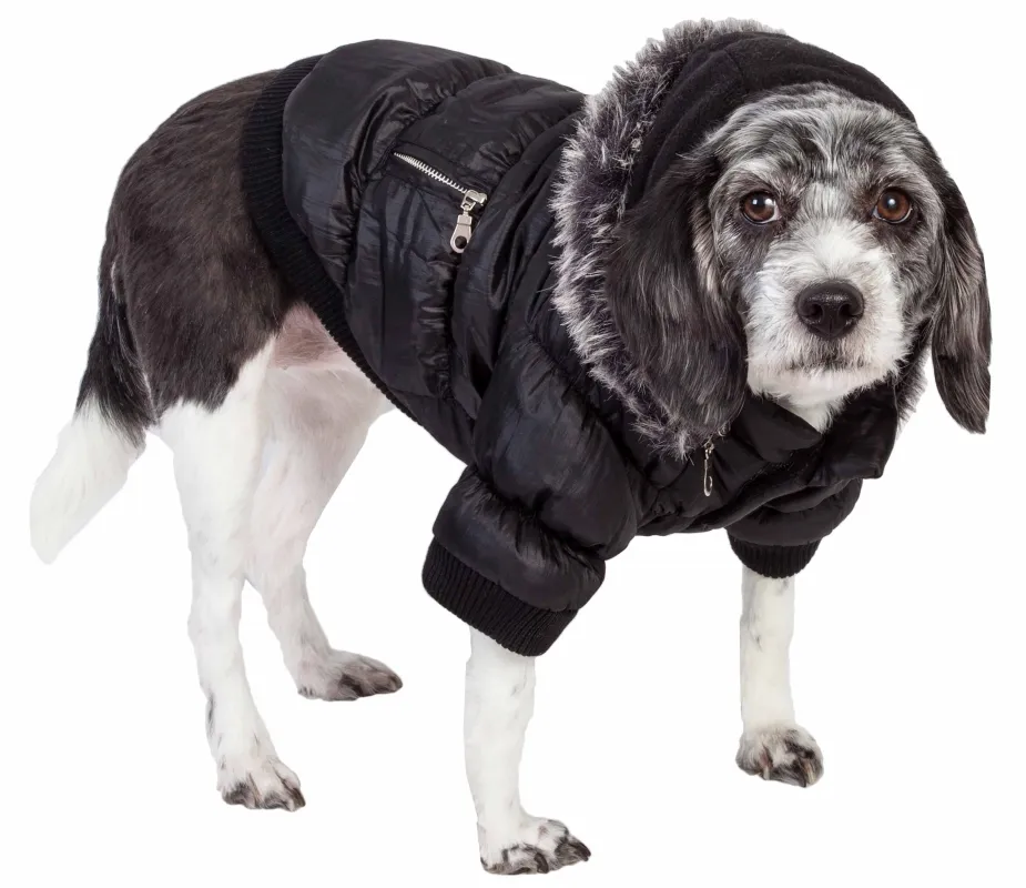 Pet Life ® Metallic Fashion Pet Parka Coat - Metallic Black - X-Large sold by Zulily