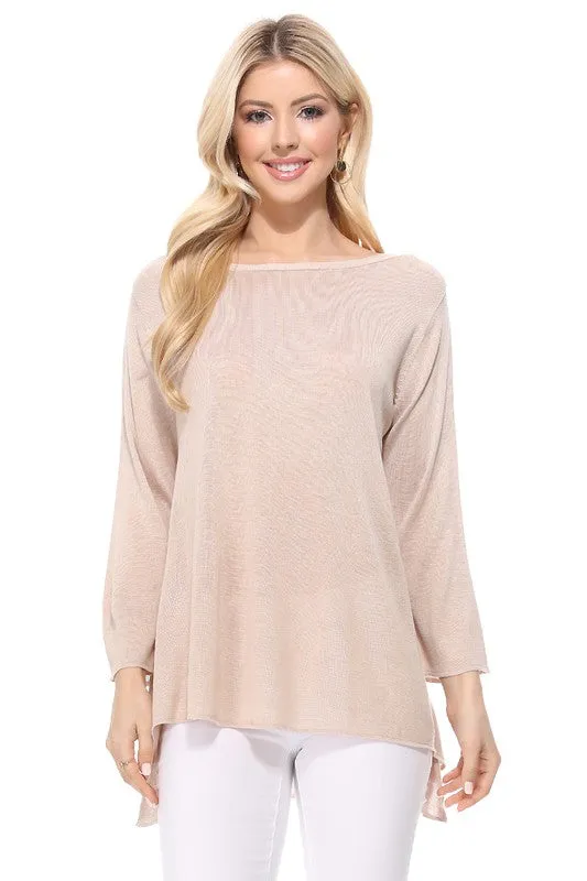 Shop Style & More Semi See-Through Boat Neck Hi-Low Knit Top sold by Zulily