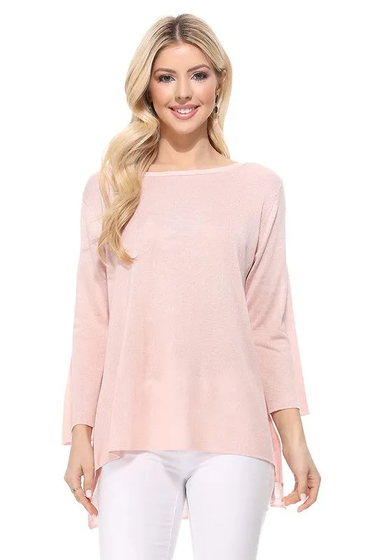 Shop Style & More Semi See-Through Boat Neck Hi-Low Knit Top sold by Zulily product image thumbnail 3
