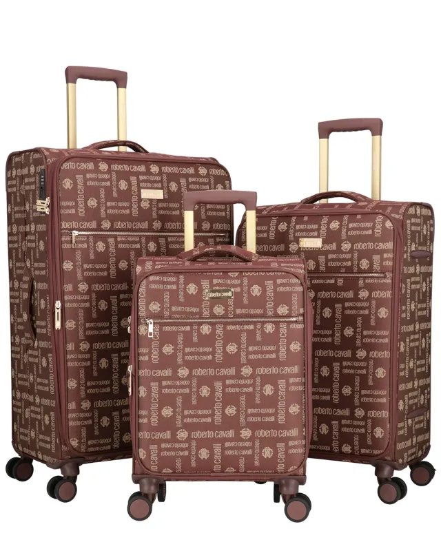 Roberto Cavalli Luxury 3 Piece Luggage Set, Expandable Hard Shell Suitcases with 8 Spinner Wheels sold by Zulily