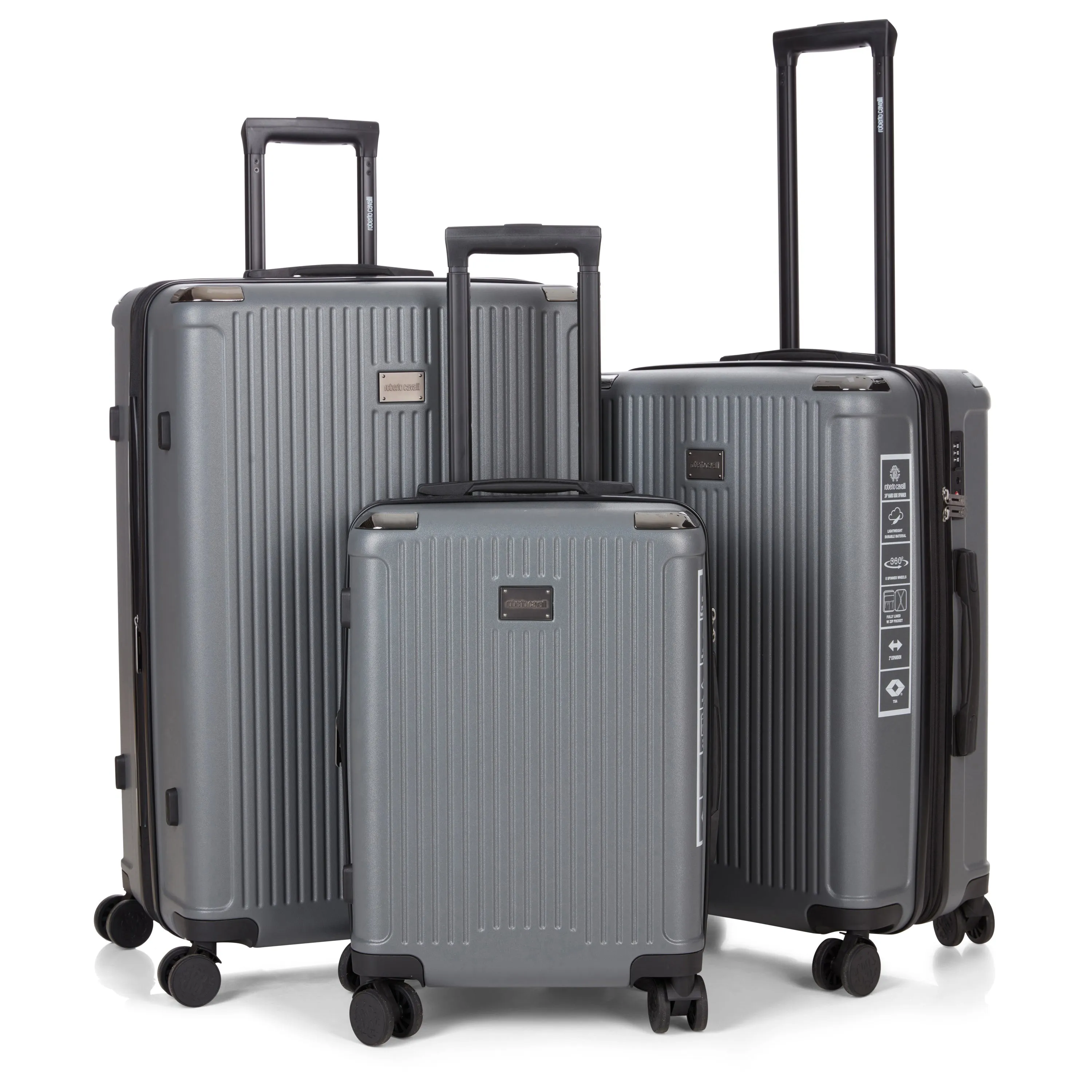 Roberto Cavalli 3 Piece Luggage Set with Expandable Hard Shell & 8 Spinner Wheels sold by Zulily product image thumbnail 3