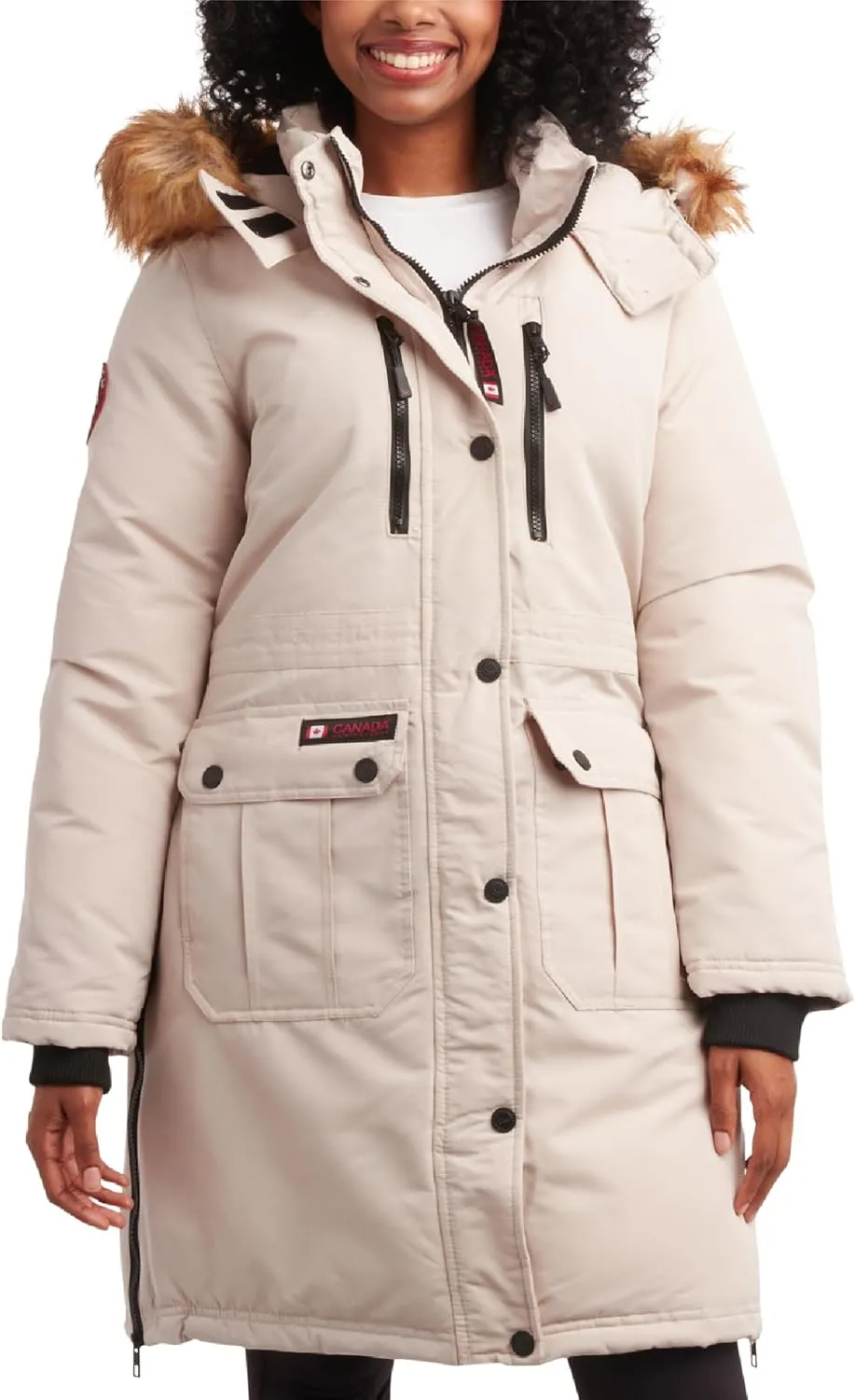Canada Weather Gear Women's Long Winter Jacket with Removable Faux-Fur Hood sold by Zulily product image thumbnail 4