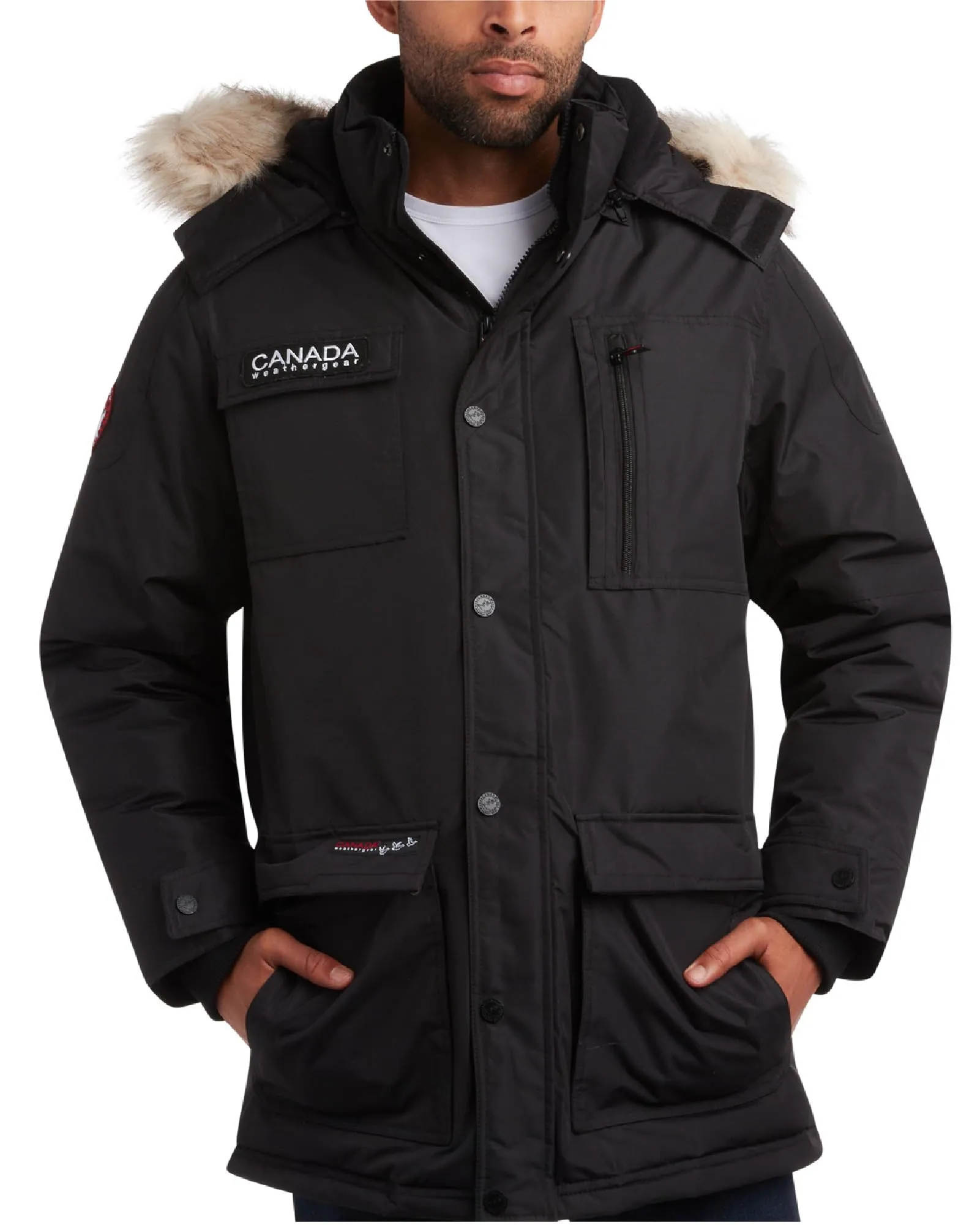 Canada Weather Gear Men's Heavyweight Fleece Parka with Faux Fur Hood sold by Zulily