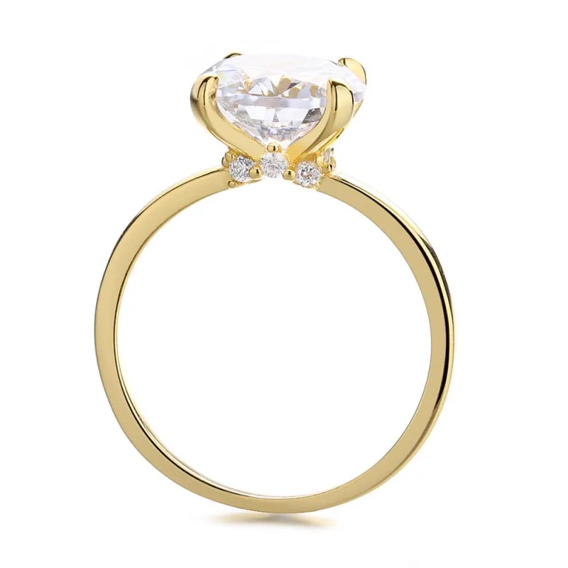 Amy and Annette 14K Gold Vintage Classic Round Brilliant-Cut Prong-Set Ring with crystals from Swarovski Size 6 sold by Zulily