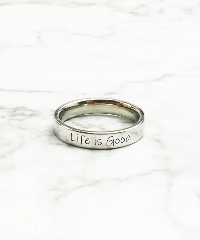 Amy and Annette Sterling Silver Life is Good Band 8 sold by Zulily