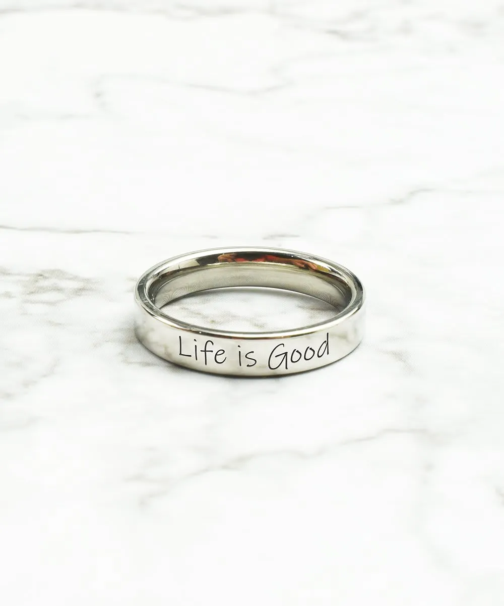 Amy and Annette Sterling Silver Life is Good Band 8 sold by Zulily