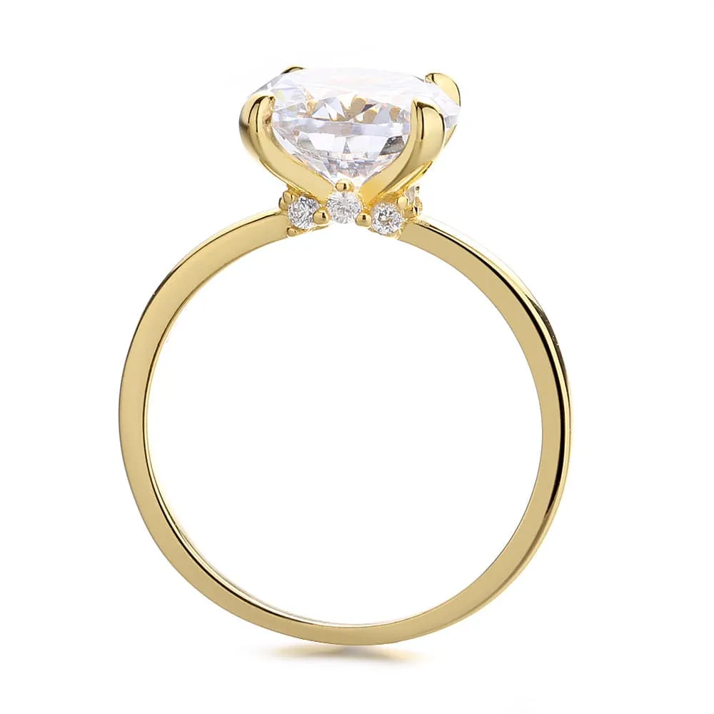 Amy and Annette 14K Gold Vintage Classic Round Brilliant-Cut Prong-Set Ring with crystals from Swarovski Size 9 sold by Zulily
