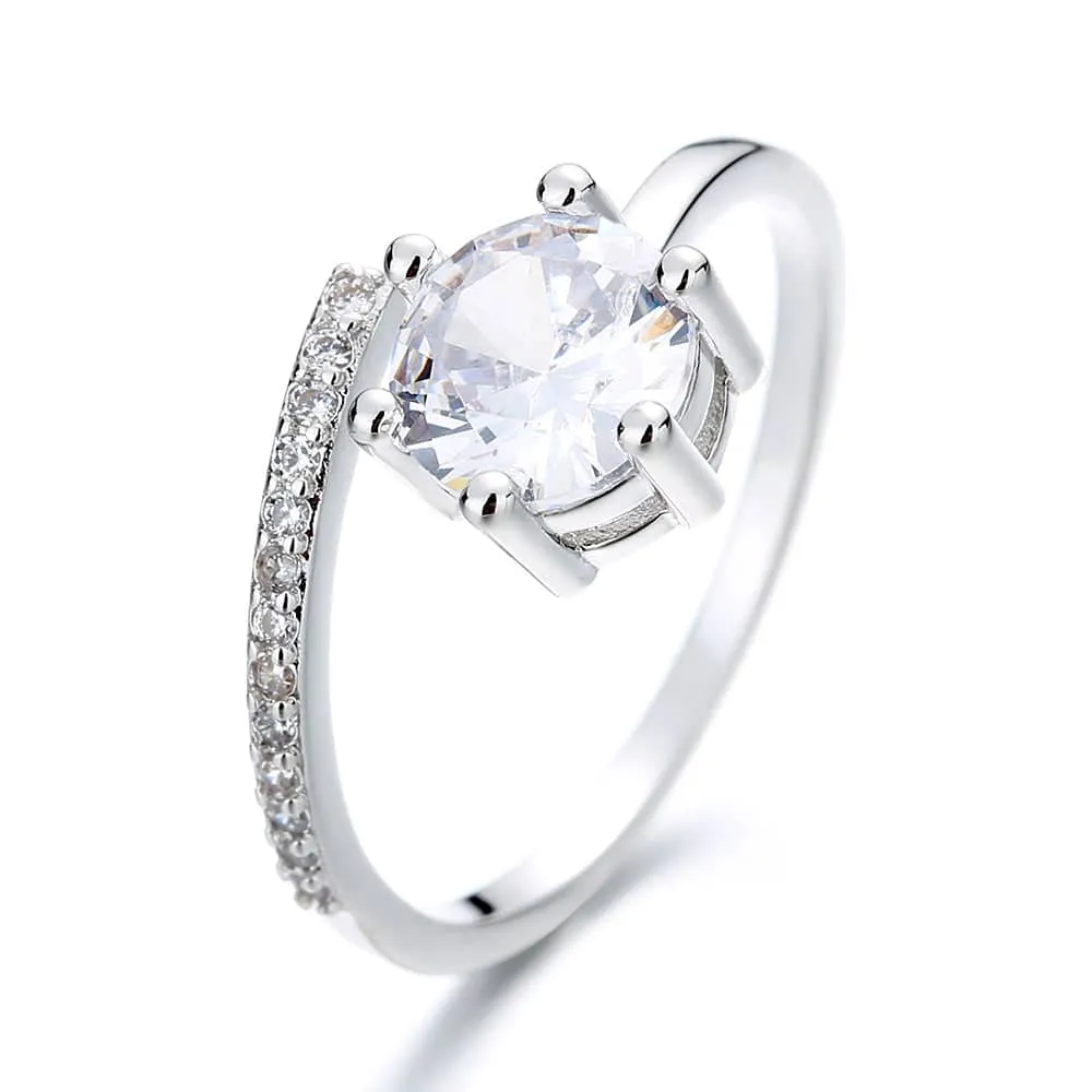 Amy and Annette Sterling Silver Overlap Adjustable Ring with crystals from Swarovski sold by Zulily