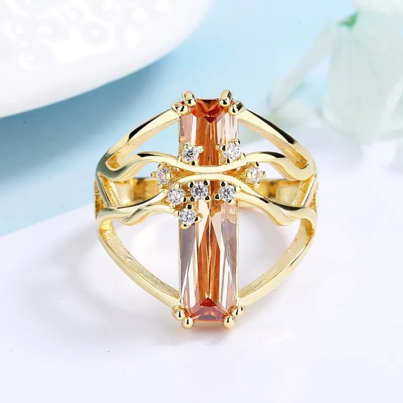 Amy and Annette 14K Gold Orange Sapphire Tree Branch Ring 9 sold by Zulily