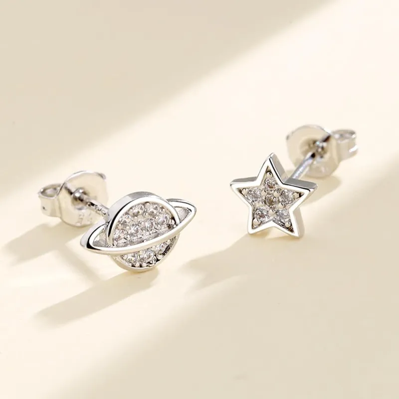 Amy and Annette Sterling Silver Star and Planet Earrings with crystals sold by Zulily