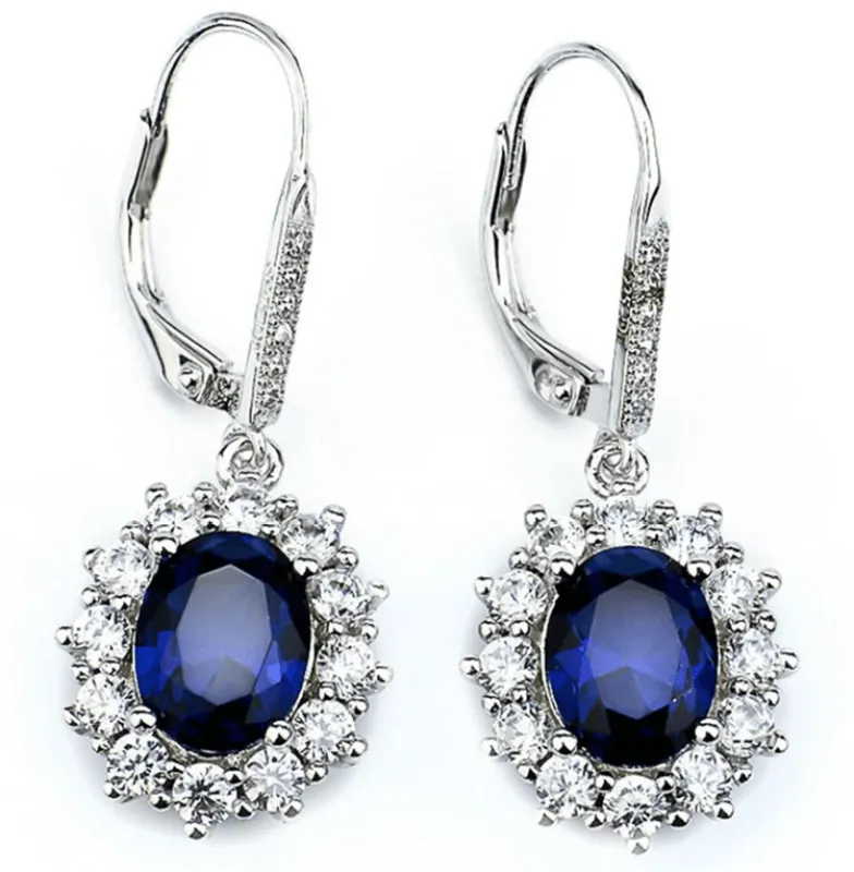 Amy and Annette 18k White Gold Leverback Earrings - Sapphire sold by Zulily