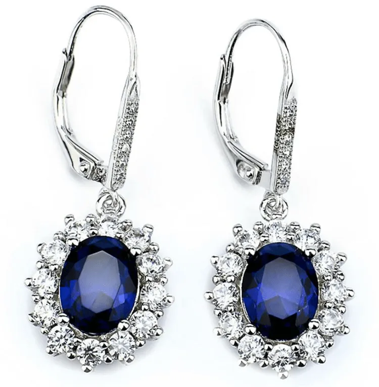 Amy and Annette 18k White Gold Leverback Earrings - Sapphire sold by Zulily