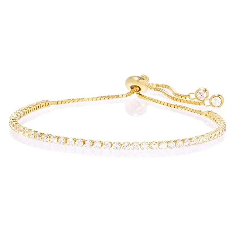 Amy and Annette 14K White Gold Adjustable Tennis Bracelet with Swarovski Crystals sold by Zulily