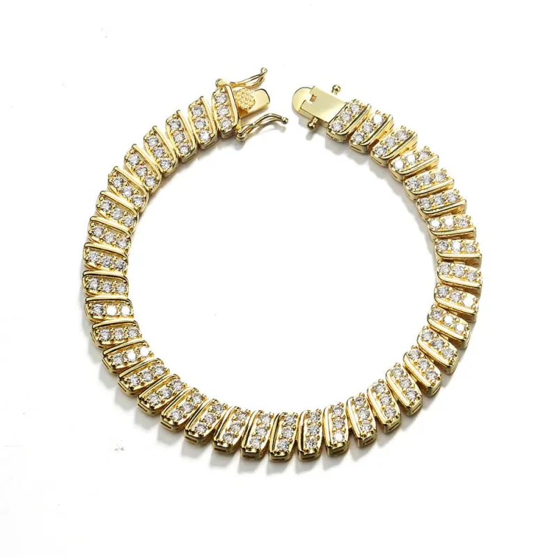Amy and Annette 18K Yellow Gold Vintage Style Bracelet with simulated Diamonds sold by Zulily