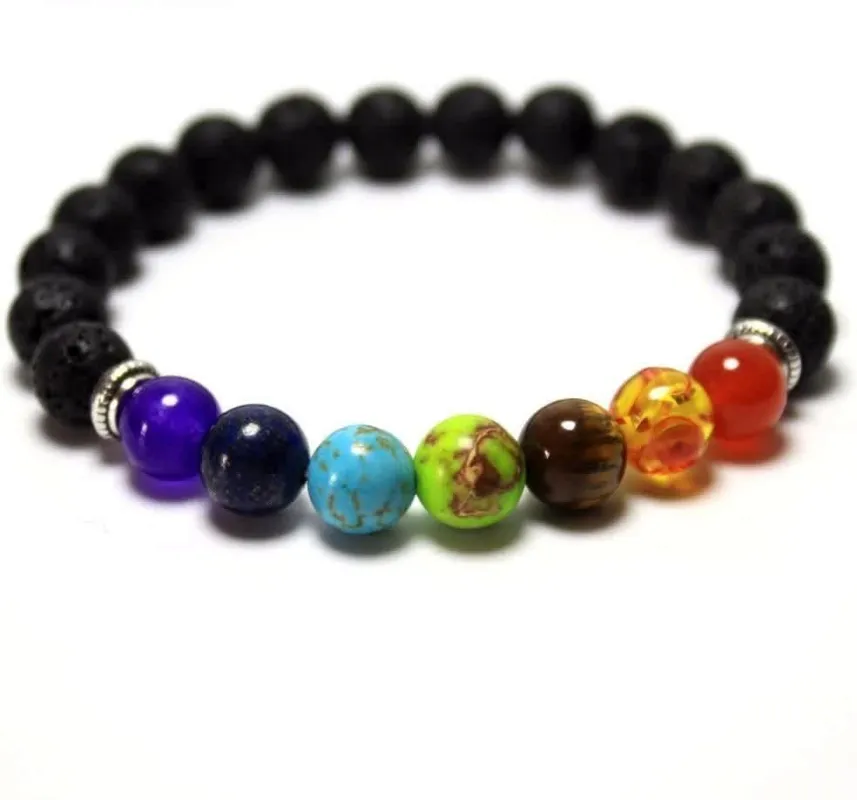 Amy and Annette Genuine Chakra Healing Natural Stone 7 Beaded Charm Bracelet sold by Zulily