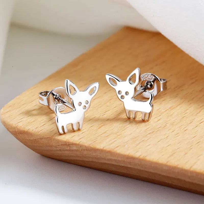 Amy and Annette Sterling Silver Chihuahua Dog Earrings sold by Zulily