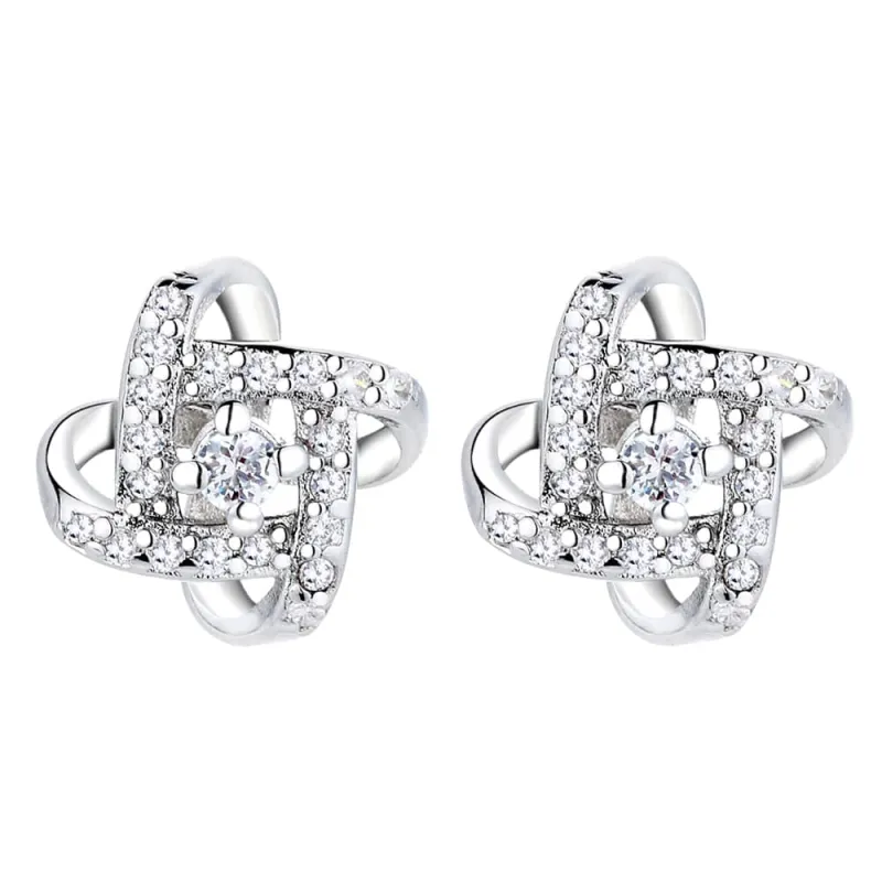 Amy and Annette Sterling Silver Love Knot Stud Earrings with crystals from Swarovski sold by Zulily