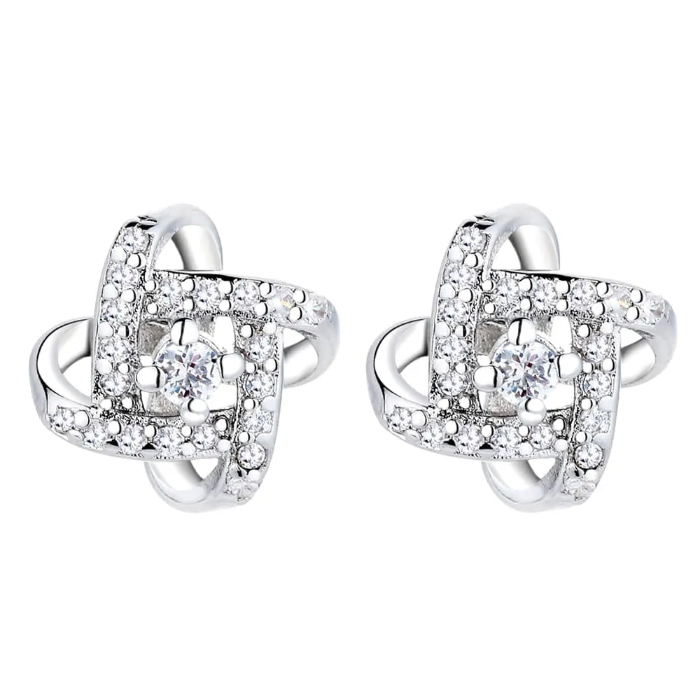 Amy and Annette Sterling Silver Love Knot Stud Earrings with crystals from Swarovski sold by Zulily