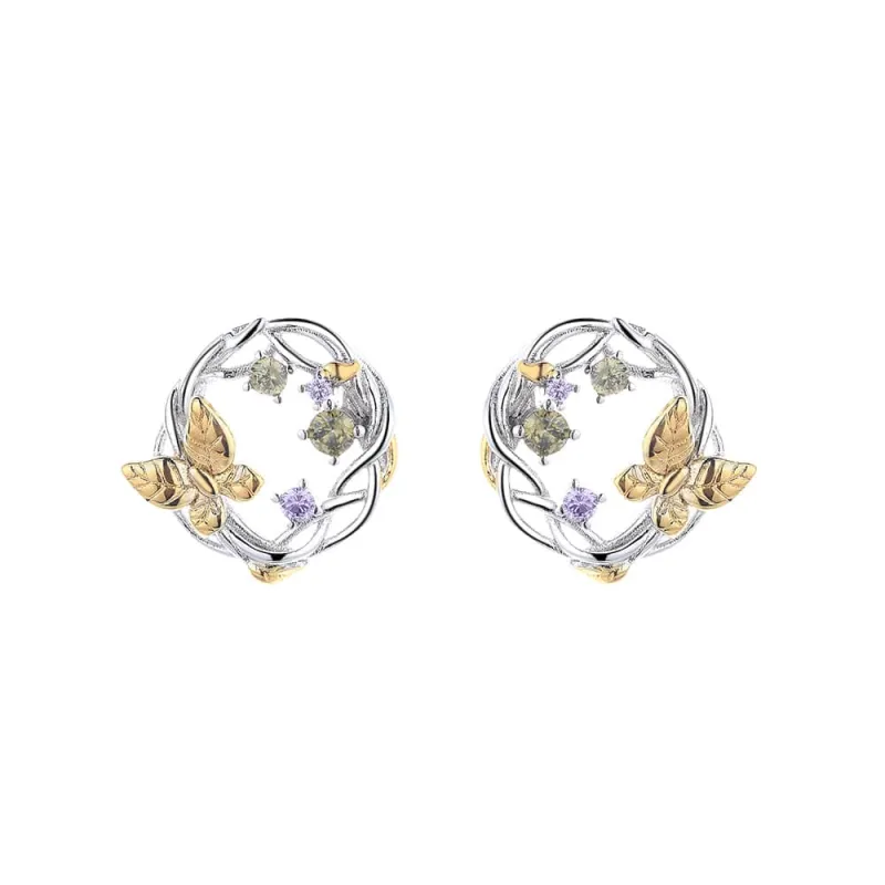 Amy and Annette 14K Gold Two-Tone Floral and Gemstone Earrings - Multi - 14mm D sold by Zulily