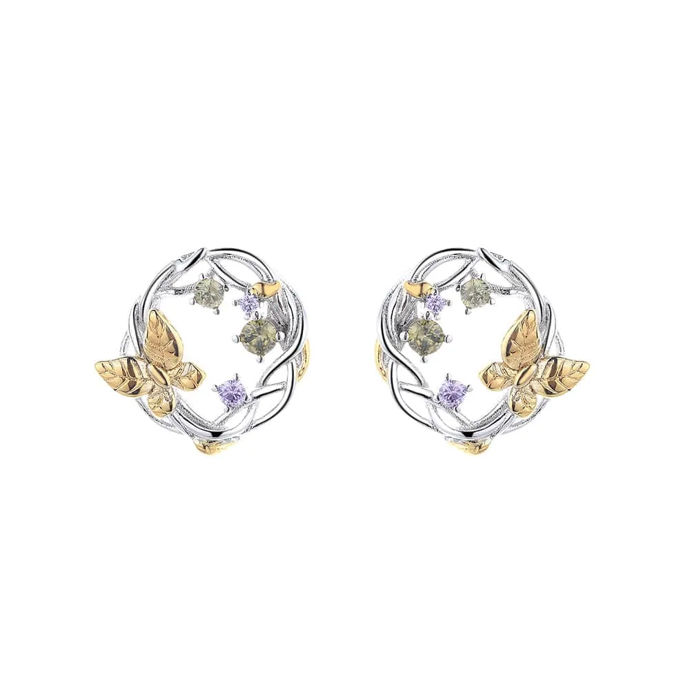 Amy and Annette 14K Gold Two-Tone Floral and Gemstone Earrings - Multi - 14mm D sold by Zulily