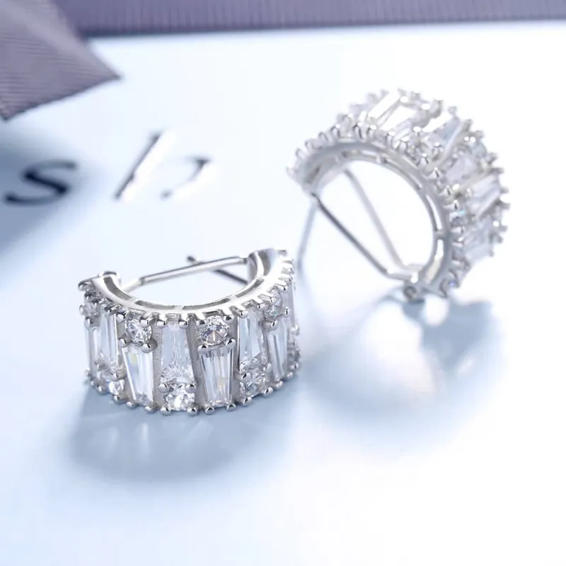 Amy and Annette 14K Gold Round and Emerald Huggie Earrings With Genuine Crystals sold by Zulily