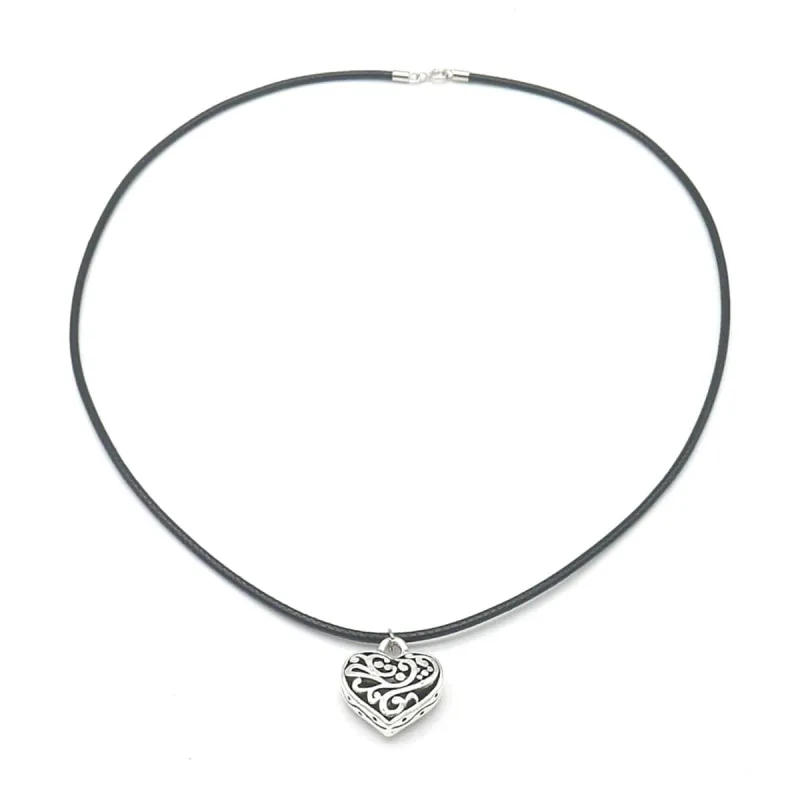 Amy and Annette Sterling Silver and Leather Artisan Heart Pendant Necklace sold by Zulily