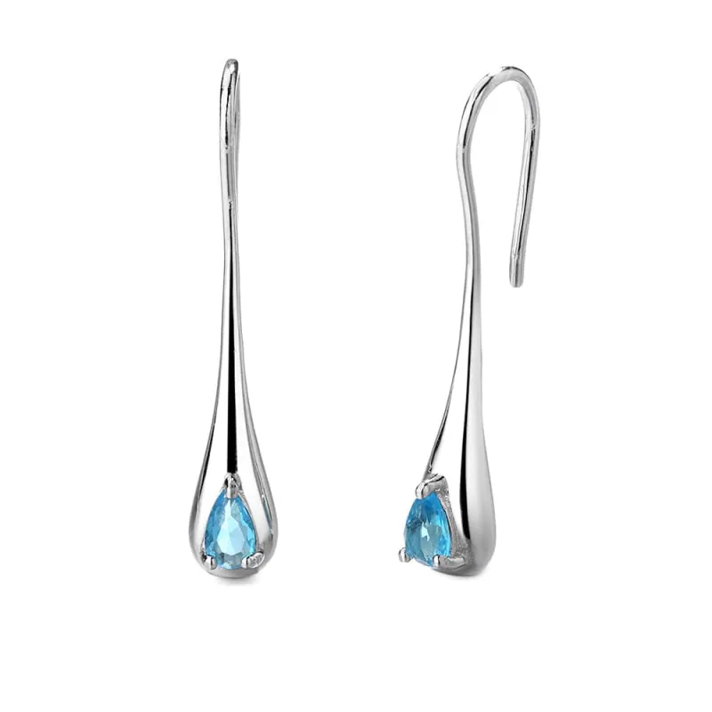Amy and Annette Sterling Silver Blue Aquamarine Water Drop Earrings, 1 Pair sold by Zulily
