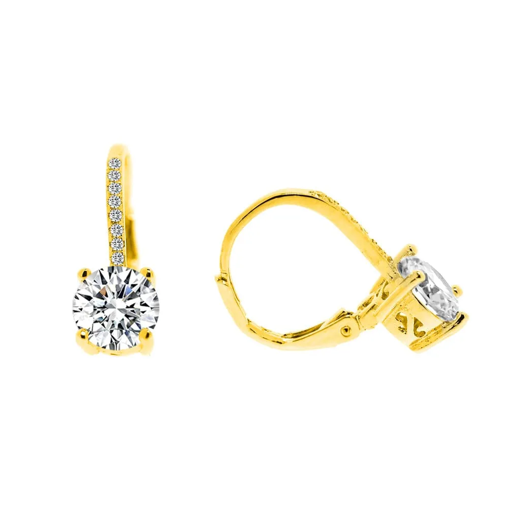 Amy and Annette 14K White Gold Studded Crystal Leverback Earrings with Crystals sold by Zulily