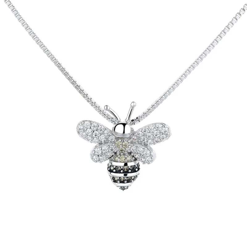 Amy and Annette 18K White Gold Bee Pendant Necklace with Crystals sold by Zulily