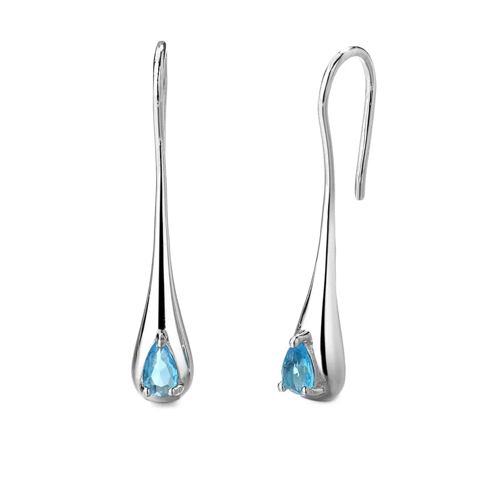 Amy and Annette Sapphire Water Drop Earrings, Sterling Silver, 26mm x 4mm sold by Zulily