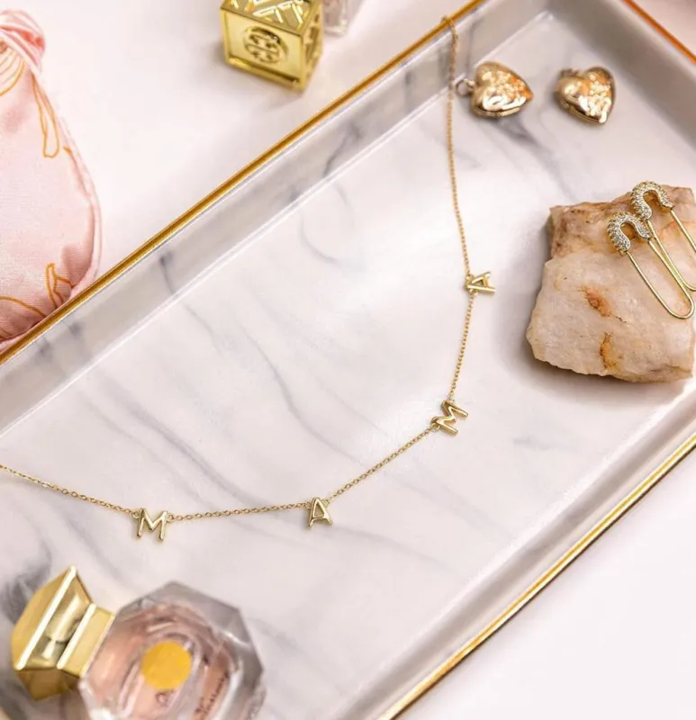 Amy and Annette 14K Gold Mama Bib Necklace sold by Zulily