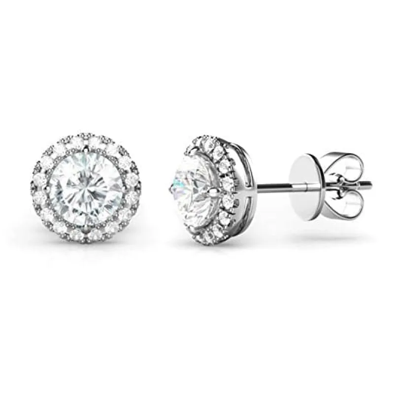 Amy and Annette Halo Stud Silver Crystal Earrings, Sterling Silver sold by Zulily
