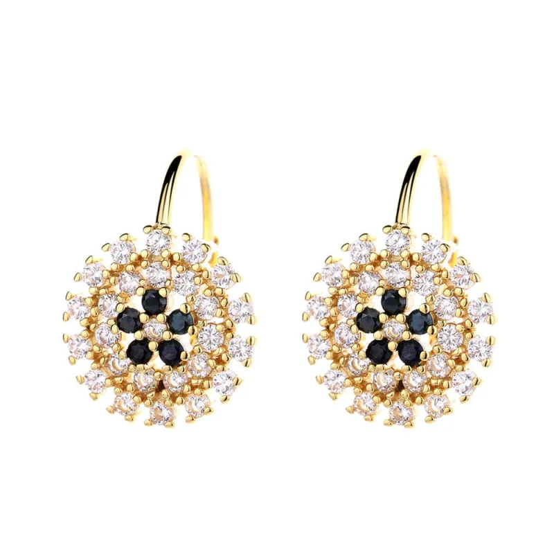 Amy and Annette 14K Gold Flower Huggie Earrings with Crystals from Swarovski sold by Zulily