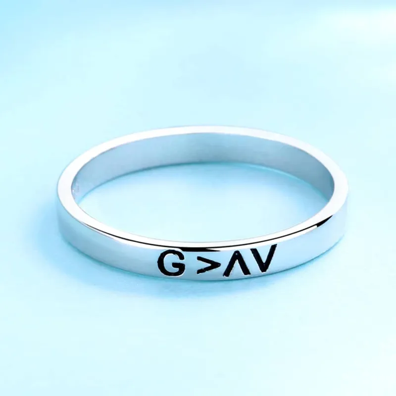 Amy and Annette Sterling Silver 'God Is Greater' Ring 7 sold by Zulily