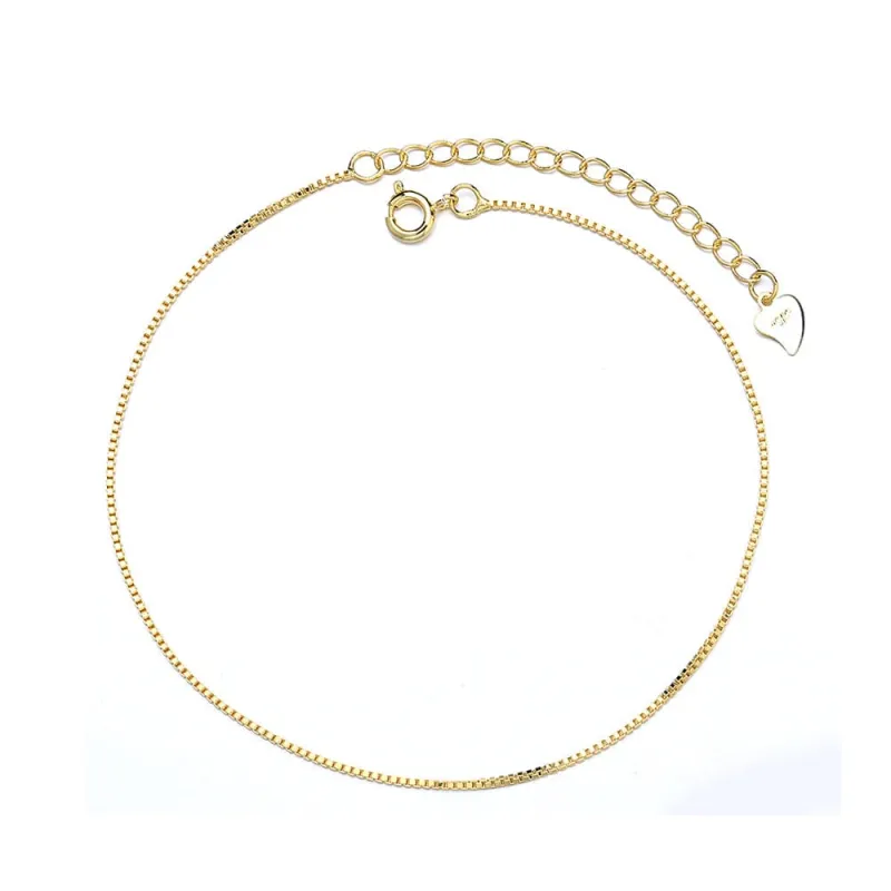 Amy and Annette 14K Gold Box Chain Sleek Shiny Anklet sold by Zulily