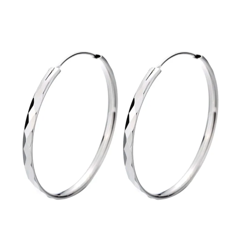 Amy and Annette Diamond Cut Sterling Silver Hoop Earrings - 30mm D sold by Zulily