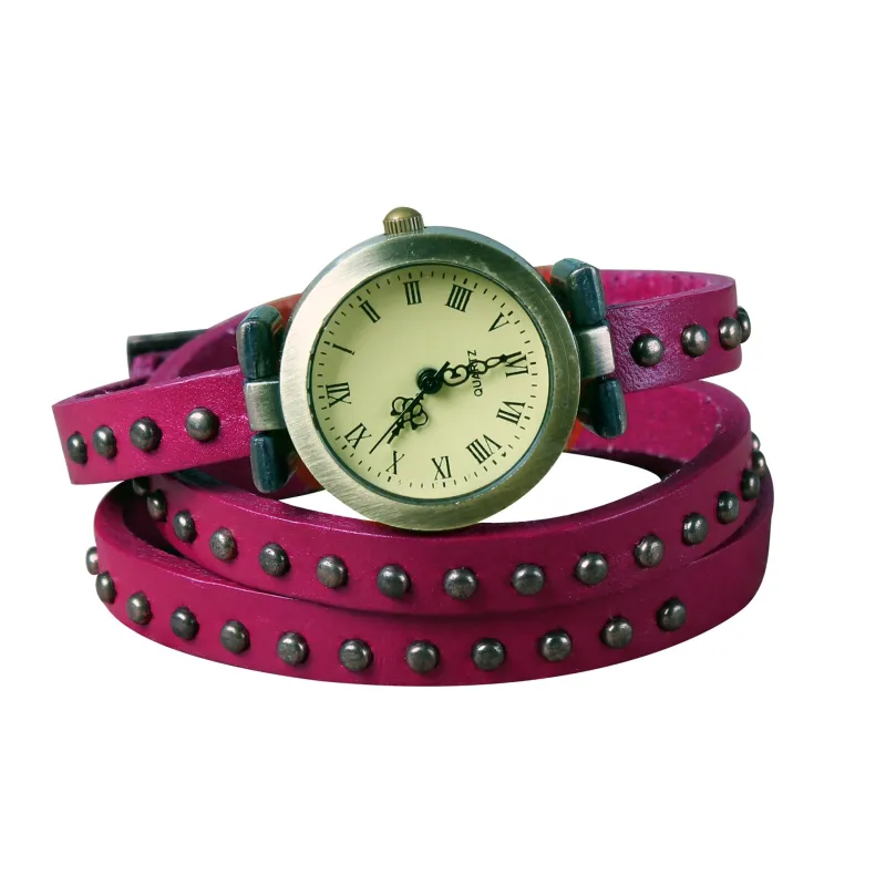 Fresh Fab Finds Fashionable Rivet Leather Belt Retro Watch Hand Chain-white sold by Zulily