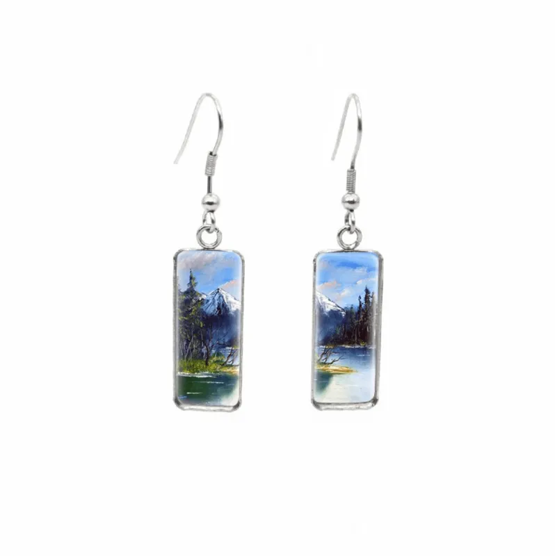 Don't AsK Rectangular Art-Print Drop Earrings – Mountains – Lightweight Dangle Earrings for Women sold by Zulily