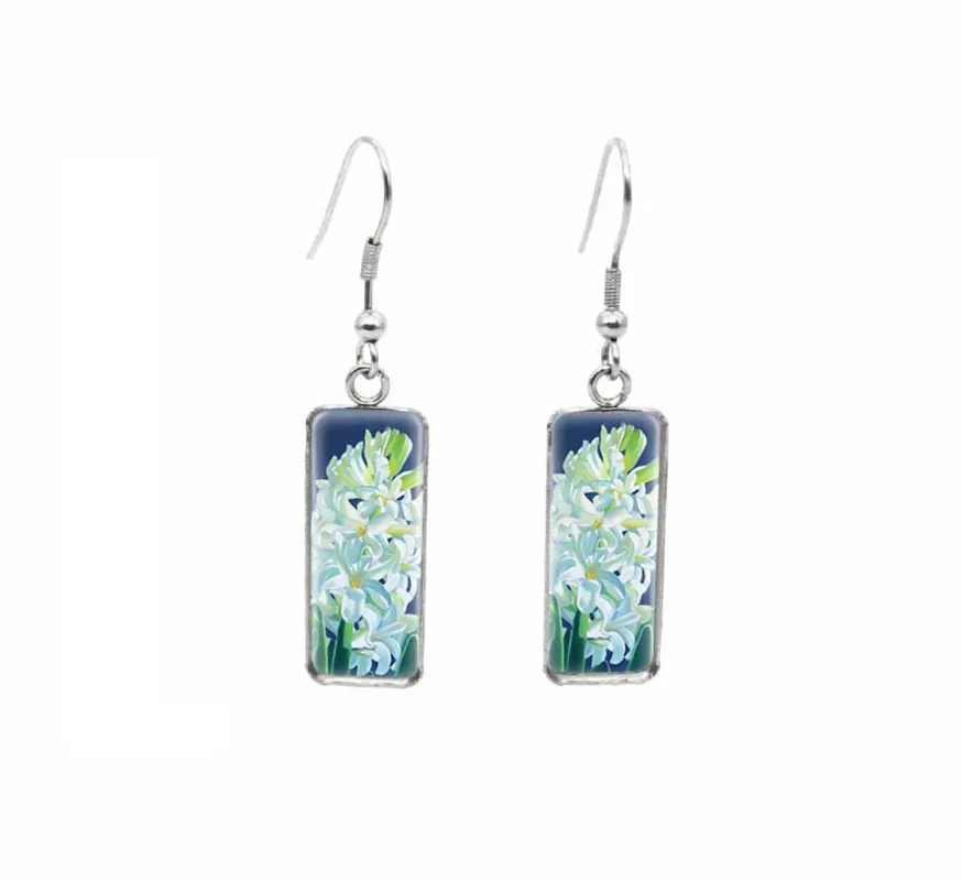 Don't AsK Rectangular Art-Print Drop Earrings – White Lillies – Lightweight Dangle Earrings for Women sold by Zulily