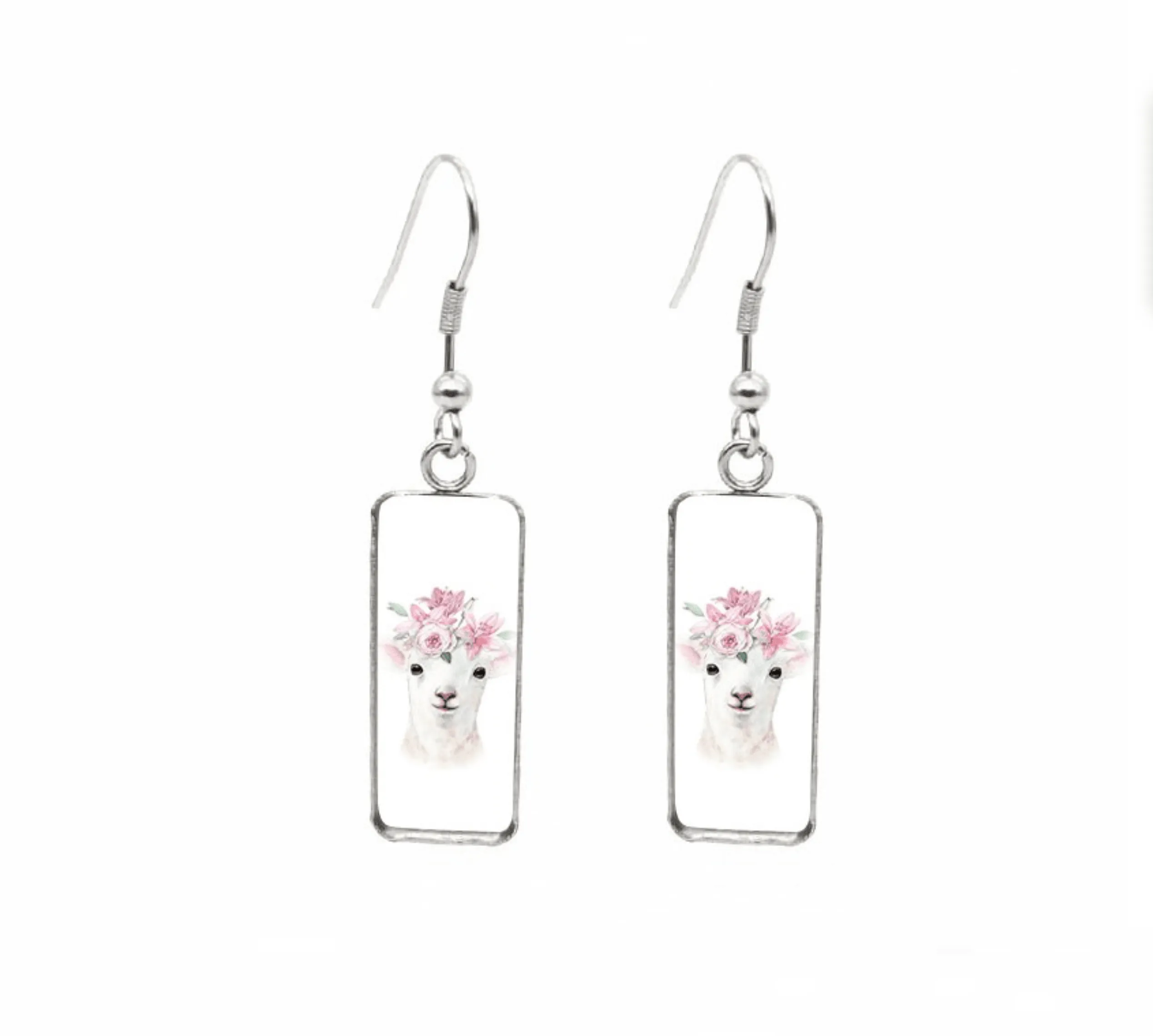 Don't AsK Rectangular Art-Print Drop Earrings – Floral Lamb – Lightweight Dangle Earrings for Women sold by Zulily