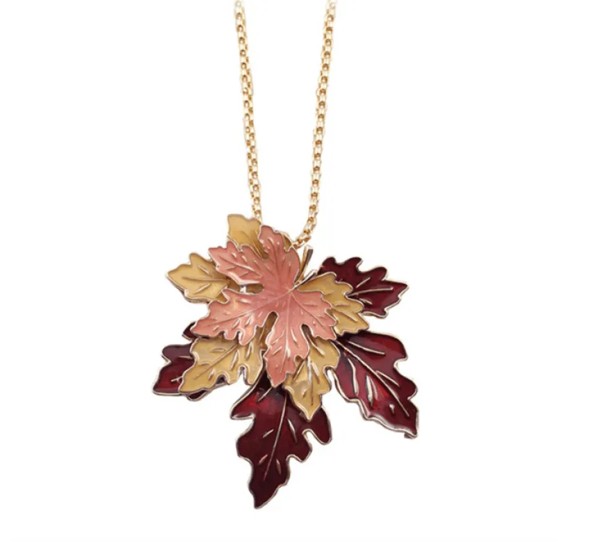 Don’t AsK Layered Fall Leaves Pendant Necklace – Autumn Multi-Leaf Necklace sold by Zulily